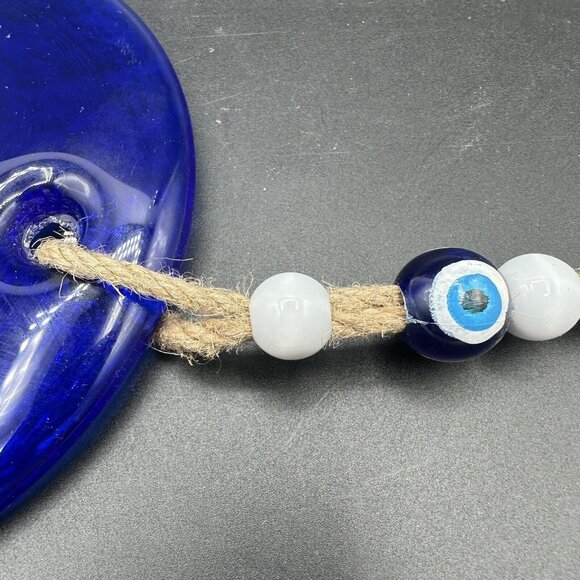Large Blue Evil Eye Turkish Glass Wall Hanging Protection Amulet Nazar Decor 6" - Picture 9 of 9